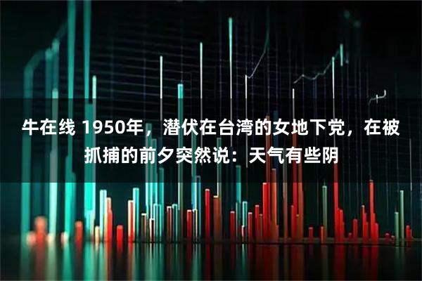 牛在线 1950年,潜伏在台湾的女地下党,在被抓捕的前夕突然说:天气有些阴